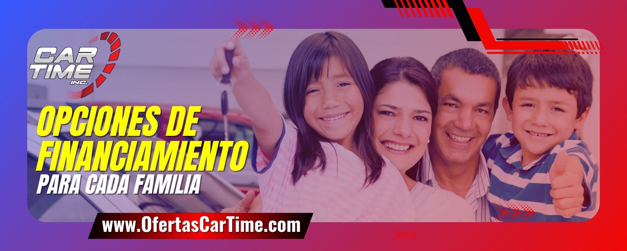 Image of happy family with information about financing.